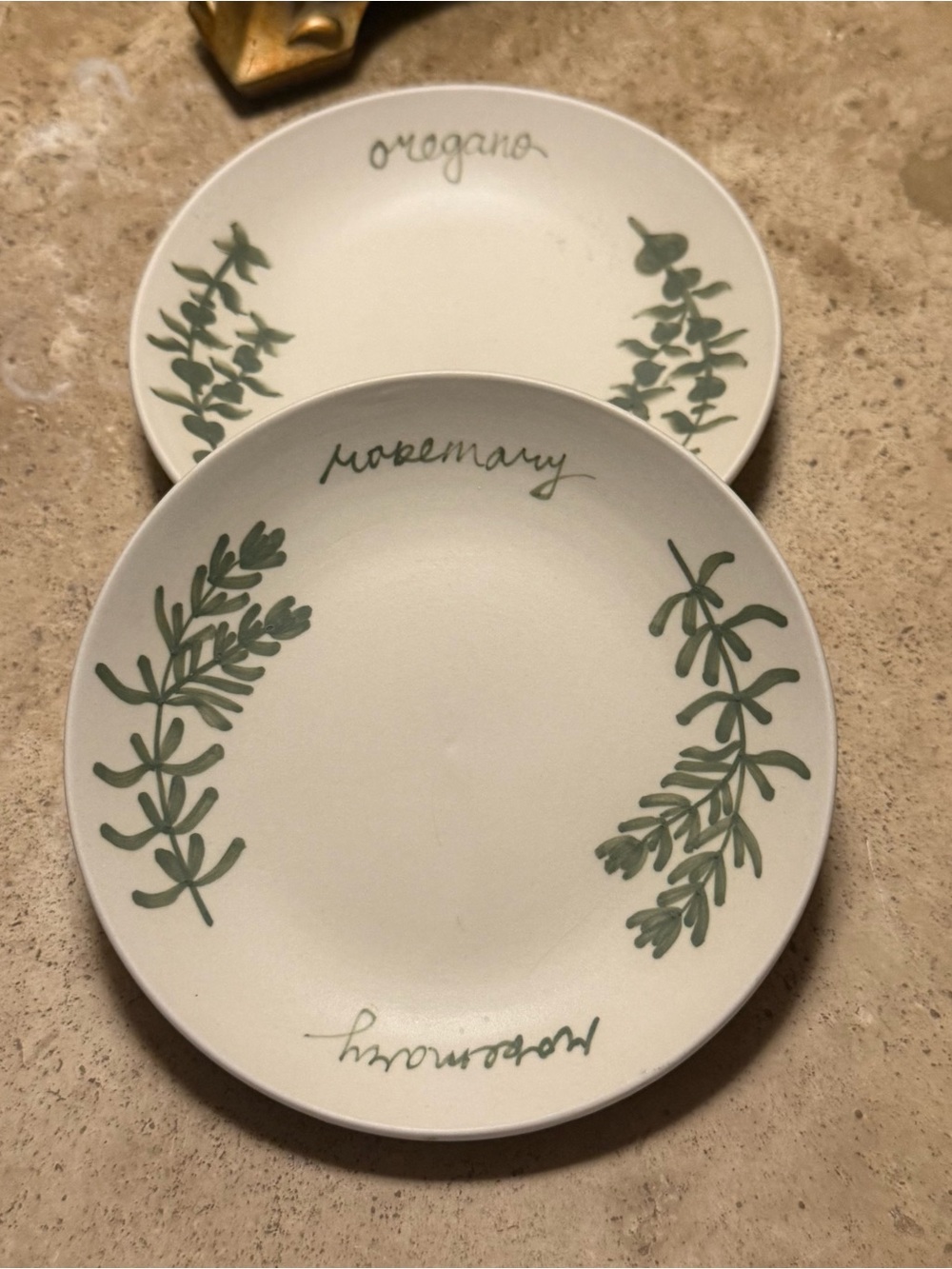 Vintage Designpac Herb Themed Ceramic Dipping Plates - Thyme & Rosemary Set of 2